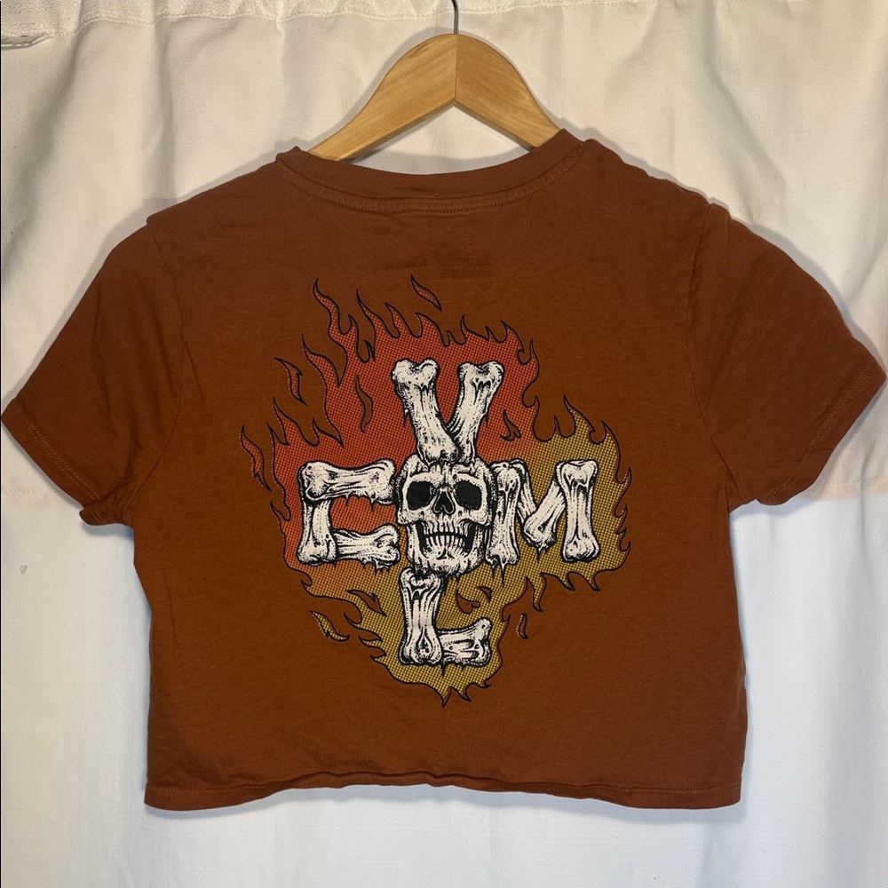Volcom Rust Orange Cropped Graphic Tee - Picture 3 of 4